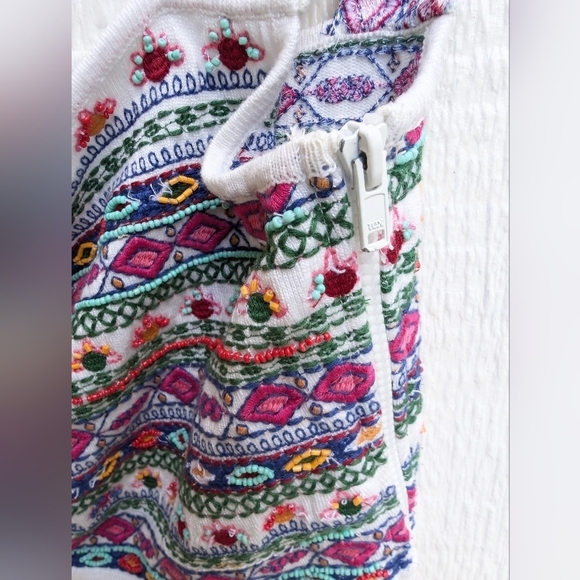 Zara Knit Tribal Beaded Crop Tank Top Boho Festival Summer Women's Size Small - Picture 6 of 7
